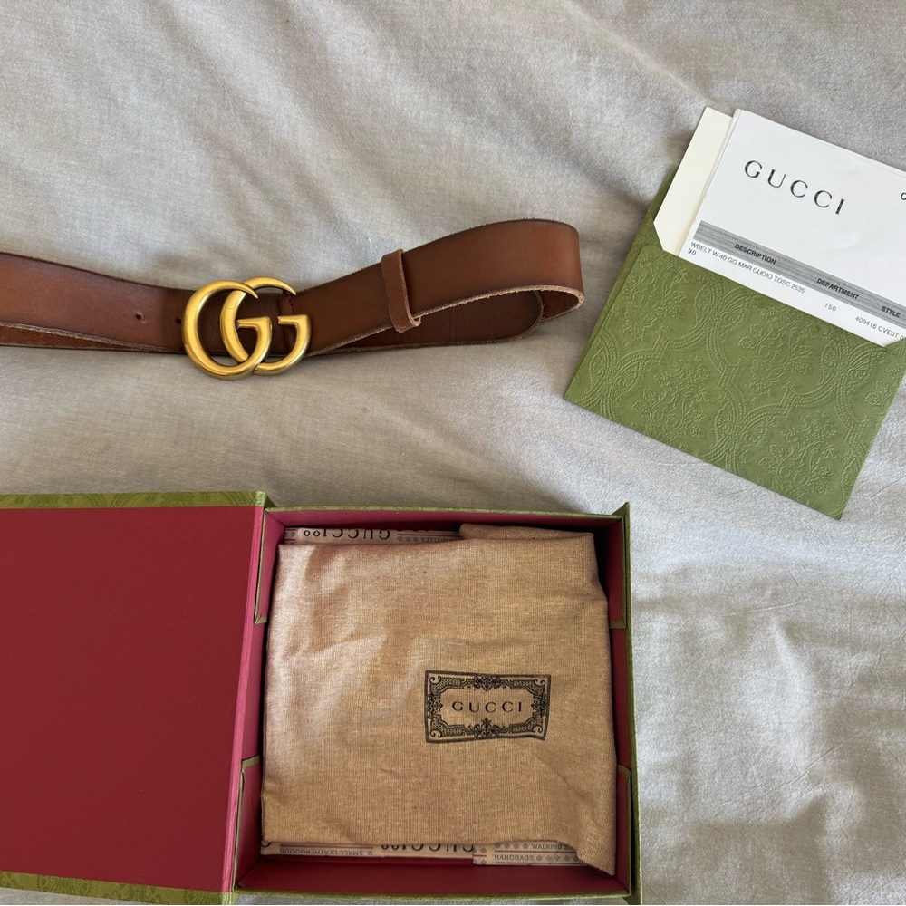 Gucci Marmont Wide Brown Leather Belth